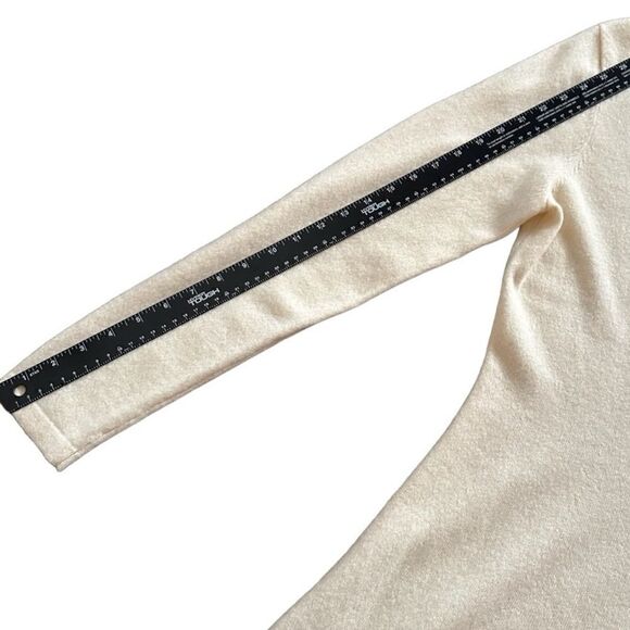 Isaac Mizrahi- 100% Cashmere Cream Ivory Peplum Long Tunic Sweater, Size Medium - Picture 8 of 10